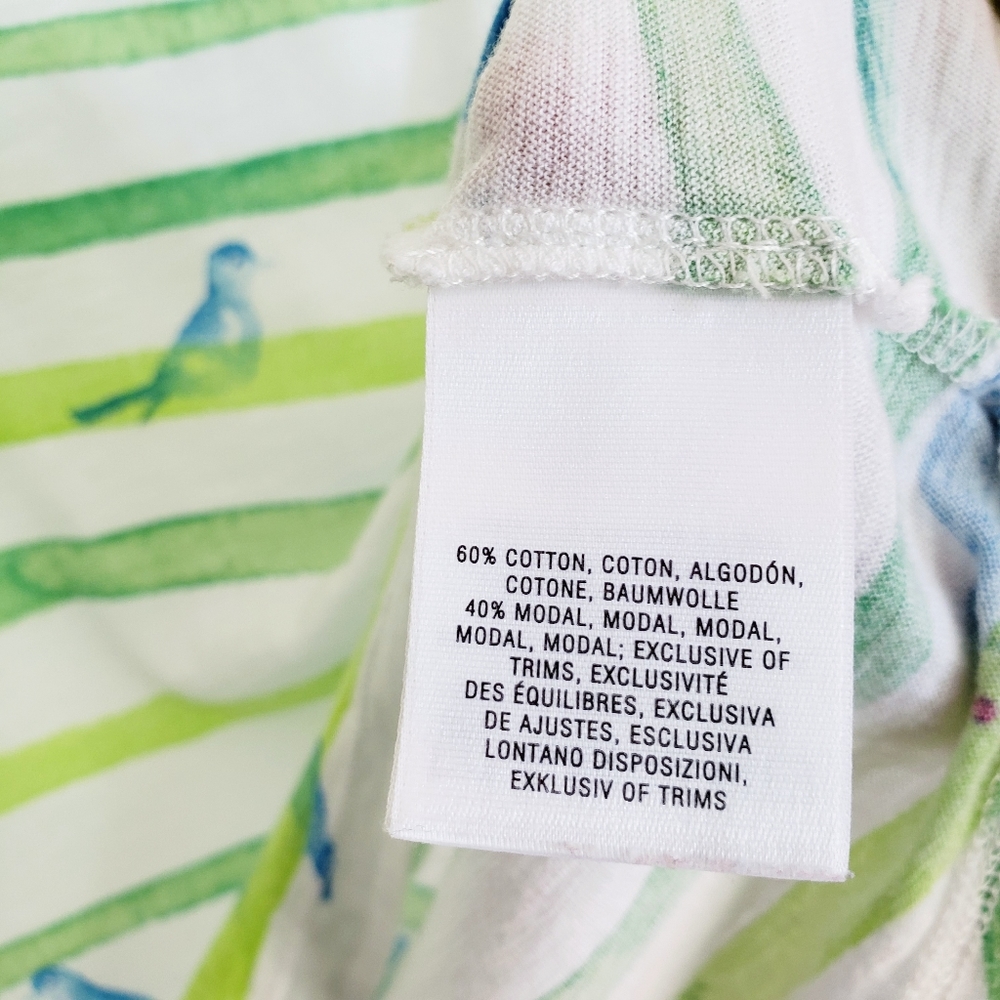 Anthro Postcard Green Stripes & Blue Bird T-Shirt - Picture 7 of 10